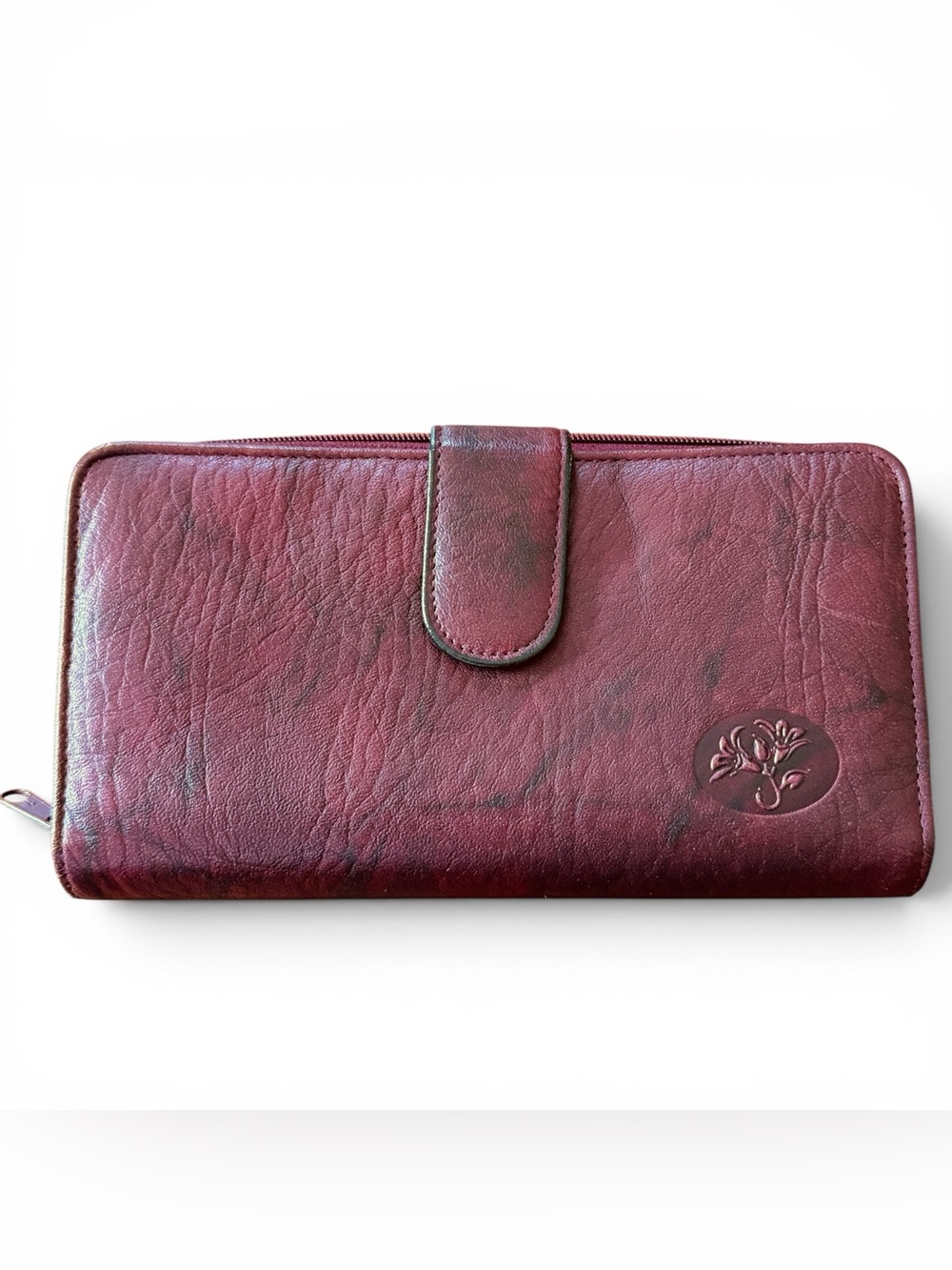 NWOT Vintage Buxton Checkbook Wallet Mahogany-colored Leather